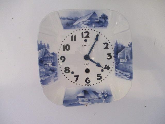 Two Blue and White Kienzle German 8 Day Kitchen Clocks