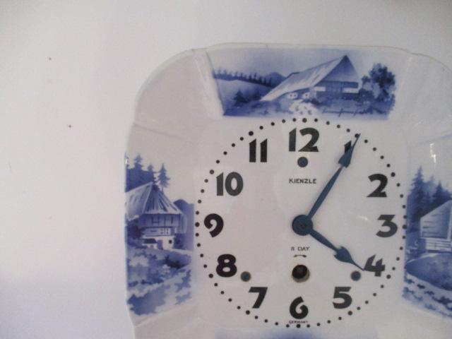 Two Blue and White Kienzle German 8 Day Kitchen Clocks