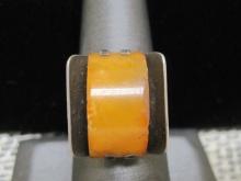 Antique Sterling Silver Baltic Amber Ring