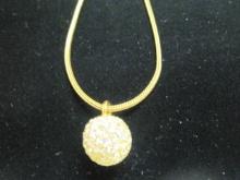 20" Napier Necklace with Rhinestone Ball Pendant