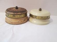 Two Vintage Rotary Tape Measure Windup Clocks