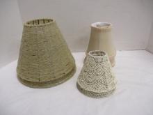 Four Beaded Lamp Shades and Pair of Bulb Clip on Shades