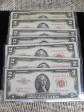 Lot of (7) $2 1953 Red Seals
