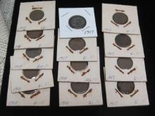 Lot of (13) Indian Head Pennies