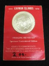 1972 Cayman Islands Sterling Silver $25 UNC. Coin