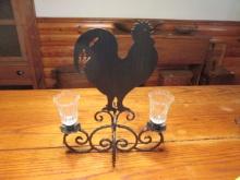 Wrought Iron Rooster Votive Centerpiece