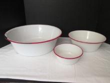 Three Enamel Dish Pans