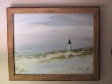 Davis Signed Original Lighthouse Landscape Painting
