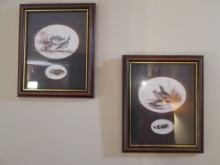 Two Framed and Matted Quail/Bob White Prints by Royann H. Baum