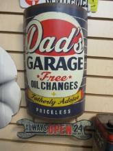 Nostalgic "Dads Garage Free Oil Change Sign" 3D Metal Sign