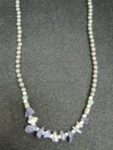 18" Hematite and Gemstone Necklace