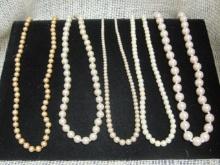 5 Vintage Pearl Necklaces