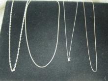 Four Sterling Silver Chains