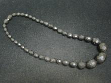 16" Victorian Faceted Jet Bead Necklace