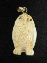 Pre-Ban Carved Ivory Owl Pendant