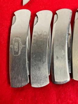 6 Buck 525 Stainless Steel Knives of Different Variations incl, Duck print, 100 yr Anniversary - ...