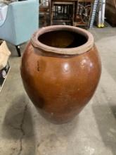 Massive Brown Ceramic Planter Pot w/ Nice Glaze - See pics