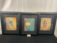 Trio of Framed Native American Prints, Bear Woman, Skywatcher, A Time of Vision