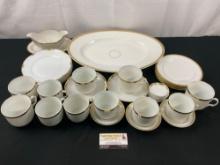 33 pieces of Gold Rimmed Porcelain China, incl brands Haviland Limoges H&Co. & O&E.G. Royal