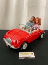 Vintage 1998 Barbie & Ken in Red Cool Convertible Car, Plastic Toy