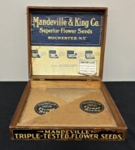 Vintage Early 1900s Seed Box - Mandeville & King, 15"x14"x4"