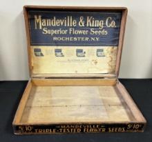 Vintage Early 1900s Seed Box - Mandeville & King Co., 19½"x14"x4"