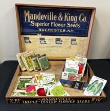 Vintage Early 1900s Seed Box - Mandeville & King Co., W/ Contents, 19½"x14"
