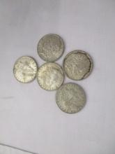 US Silver Morgan Dollars 1881-O 5 coins
