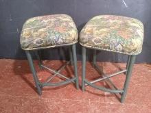 (2) Upholstered Metal Barstools