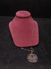 Sterling Silver Sand Dollar Pendant with Necklace  18.3 grams