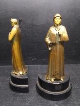 Religious Icon-Pair Spelter Bishop Bookends