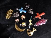 Assorted Brooches, Pins, and Pendants