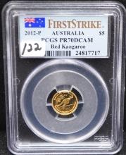 2012-P AUSTRALIA 1/10TH GOLD COIN - PCGS PR70DCAM