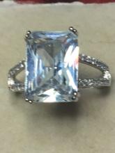 .925 Sterling Silver Ladies 8ct Pink Quartz Ring