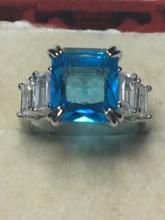 .925 Sterling Silver Ladies 6ct Blue Topaz Ring