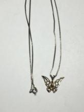 .925 Sterling Silver Ladies Filigree Butterfly Pendant On 24" Chain