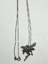 .925 Sterling Silver Nymph Pendant On 18" Box Chain