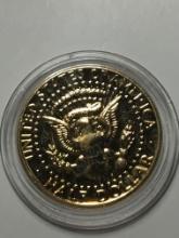 1971 P Kennedy Half Dollar 24kt Gold Plated Coin In Display Box
