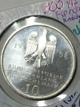 Vintage 1998 Germany 10 Mark .925 Silver Coin. 300 Jhare Franckeshe Foundations
