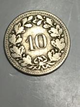 1881 Swiss 10 Centimes 