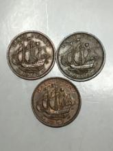 1957, 1959, 1962 1/2 Penny Great Britain