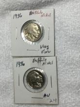(2) 1936 Buffalo Nickels