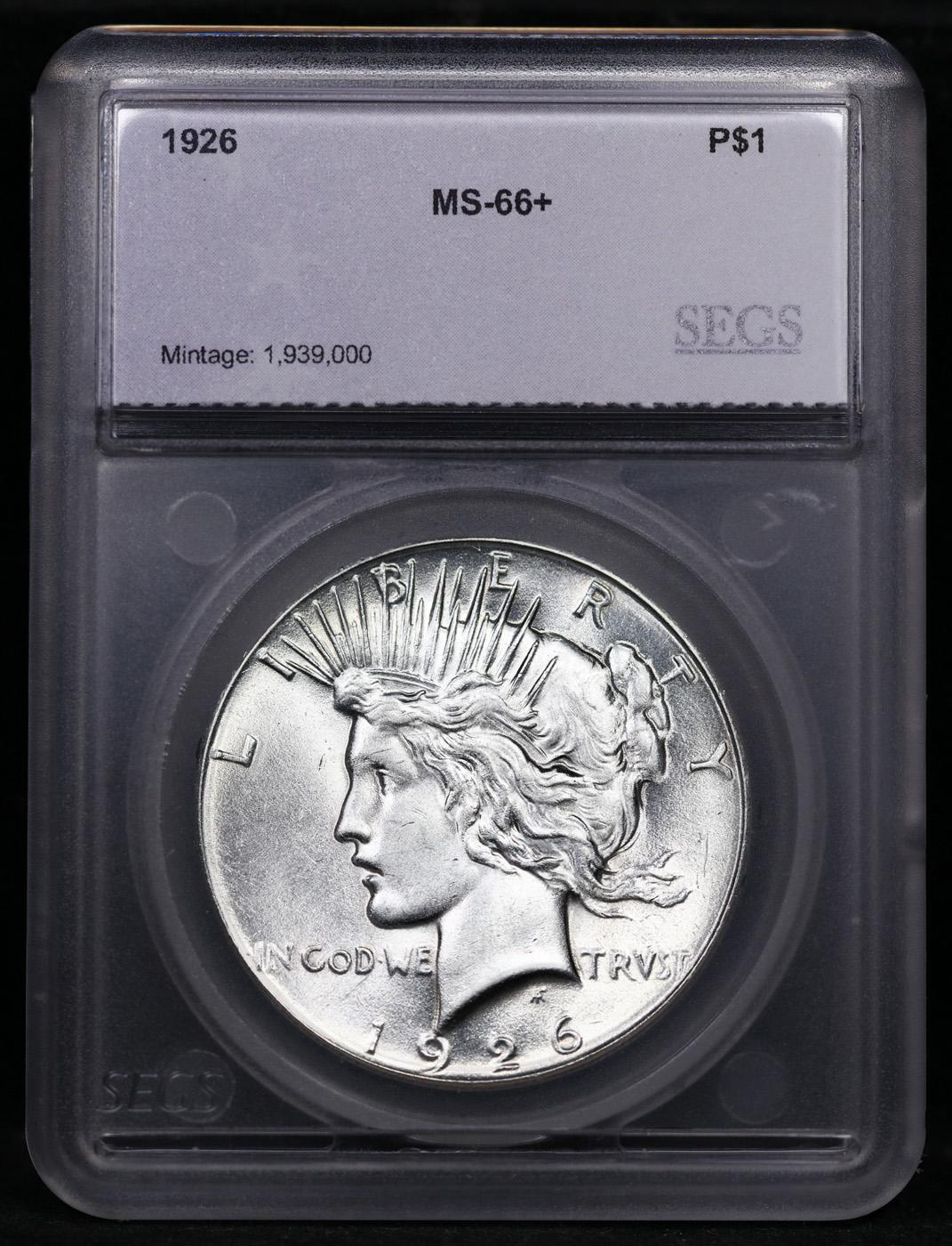 ***Auction Highlight*** 1926-p Peace Dollar Near Top Pop! $1 Graded ms66+ By SEGS (fc)
