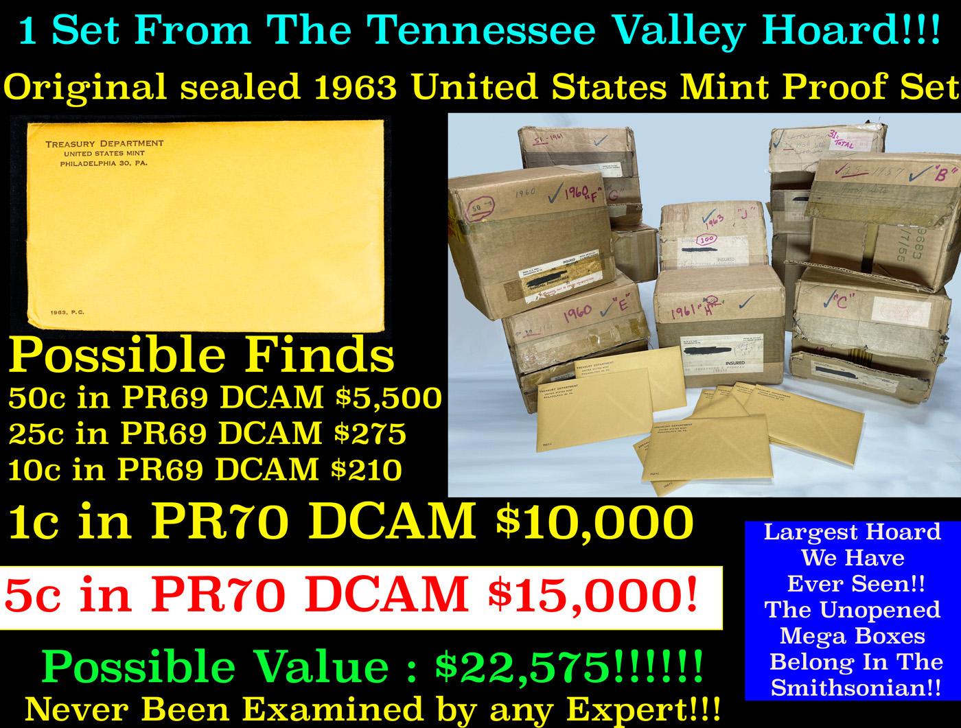 Original sealed 1963 United States Mint Proof Set Tennessee Valley Hoard