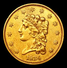 ***Auction Highlight*** 1834 Classic 1834 Classic Head Quarter Eagle Gold $2 1/2 Graded au58 BY SEGS