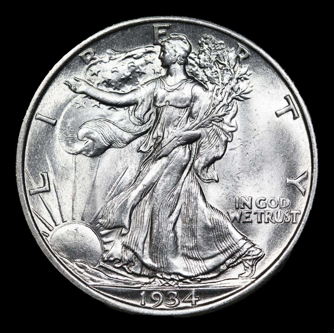 ***Auction Highlight*** 1934-p Walking Liberty Half Dollar Near Top Pop! 50c Graded ms67 By SEGS (fc