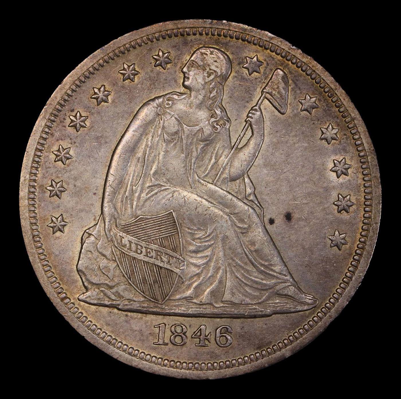 ***Auction Highlight*** 1846-o Seated Liberty Dollar $1 Graded Choice AU/BU Slider+ By SEGS.
