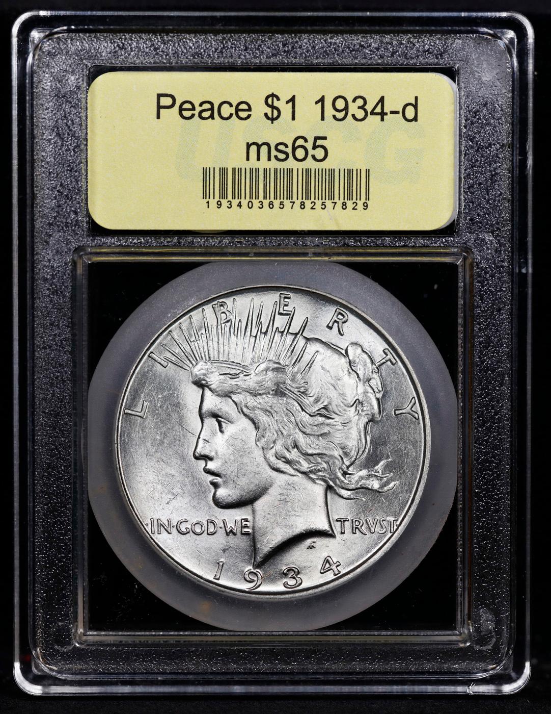 ***Auction Highlight*** 1934-d Peace Dollar $1 Graded GEM Unc By USCG (fc)