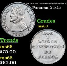 1940 Panama 2 1/2 Centesimos De Balboa KM# 16 Grades GEM+ Unc