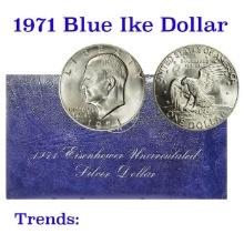 1971-s Silver Unc Eisenhower Dollar in Original Packaging with COA  "Blue Ike"